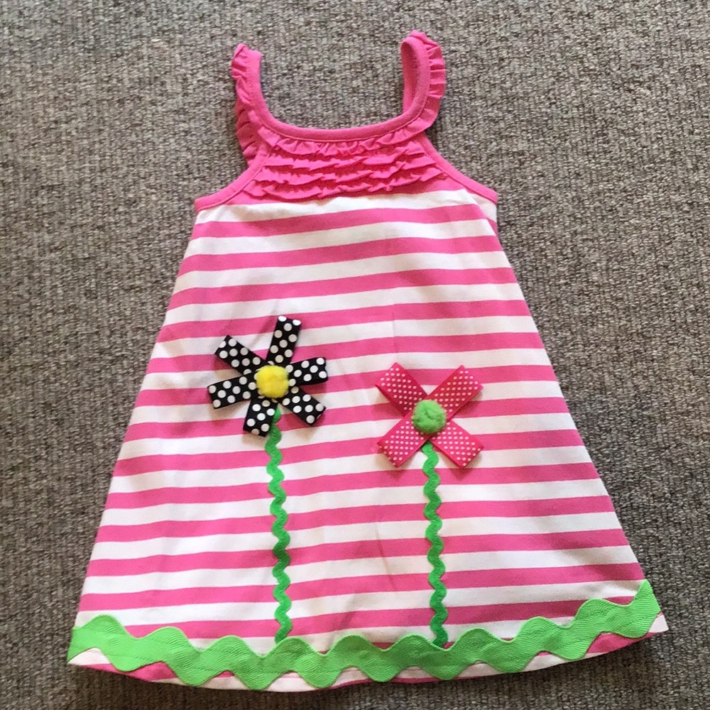 Bitty Buttons Boutique-Pink dress W flower-18-24 M